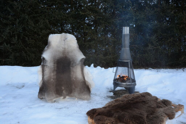 Rentierfell Black Night Sky 160cm Übergrösse